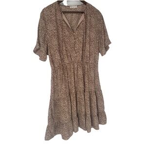 Kirundo Dress Elastic Waist Cheetah Drawstrings XL Button Animal Print Awards